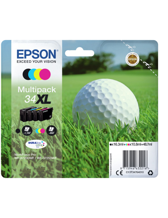 Epson Golf ball C13T34764010 ink cartridge 1 pc(s) Original High (XL) Yield Black, Cyan, Magenta, Yellow