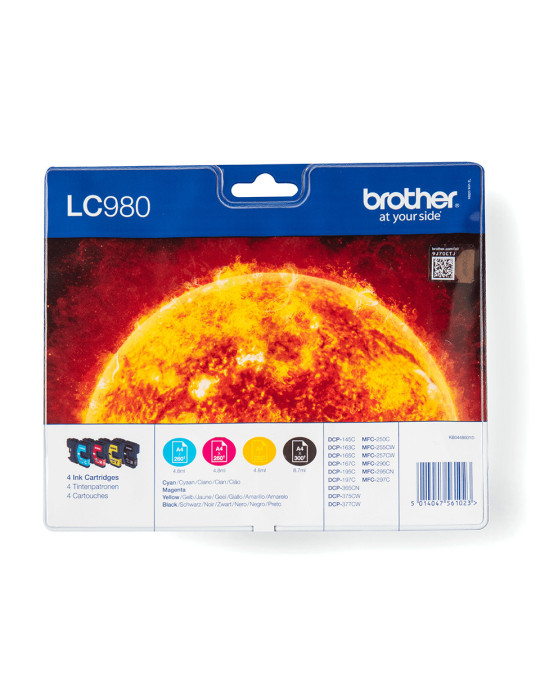 Brother LC980VALBP mustekasetti 4 kpl Alkuperäinen musta, Syaani, Magenta, Keltainen